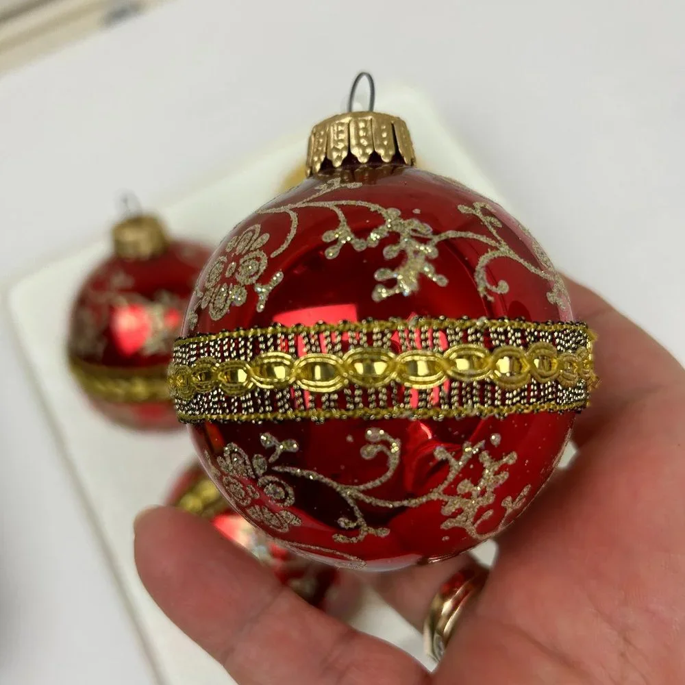 Vintage Christmas by Krebs 4 Glass Christmas Tree Ornaments -Collectible Sparkly